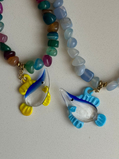 Charm pez cristal azul