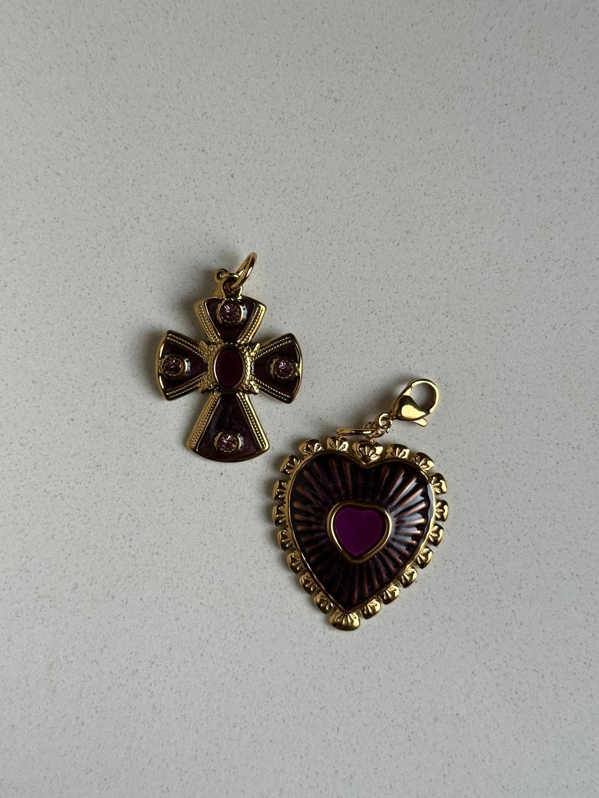 Charm corazón peq granate